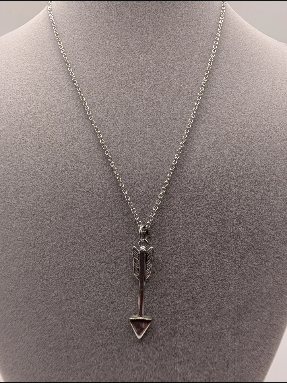 Silver Arrow Pendant Necklace - Silver Tone